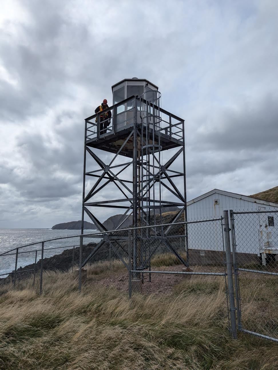 Skeleton tower inspection across rural Newfoundland Island